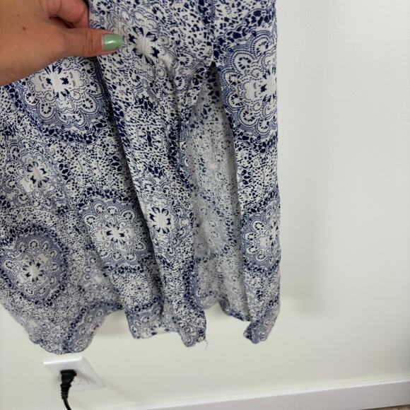 Indiska Boho Maxi Dress Kaftan Style Tassels Blue Paisley M 100% Viscose - Picture 4 of 7